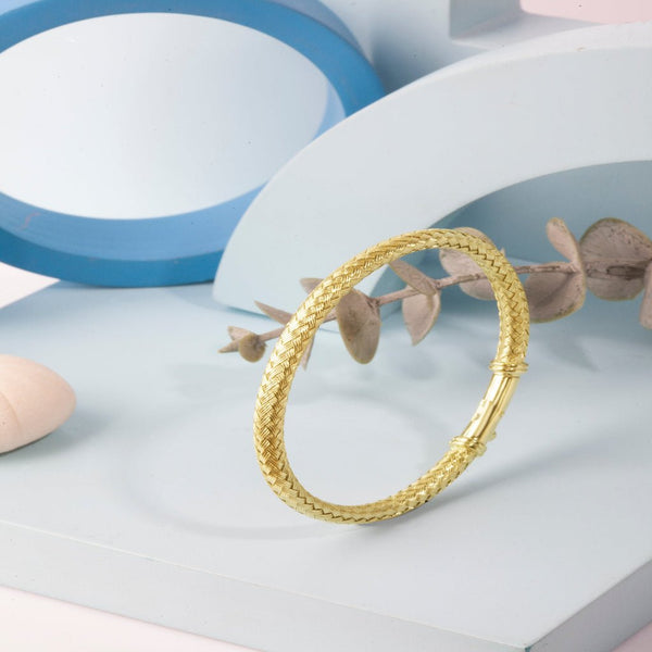Blisse Allure Timeless Gold Vermeil Bangle with Braided Texture - Taraash