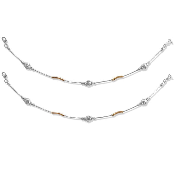 Taraash 925 Silver Round Ball Rose Gold Plated Anklet For Women - Taraash