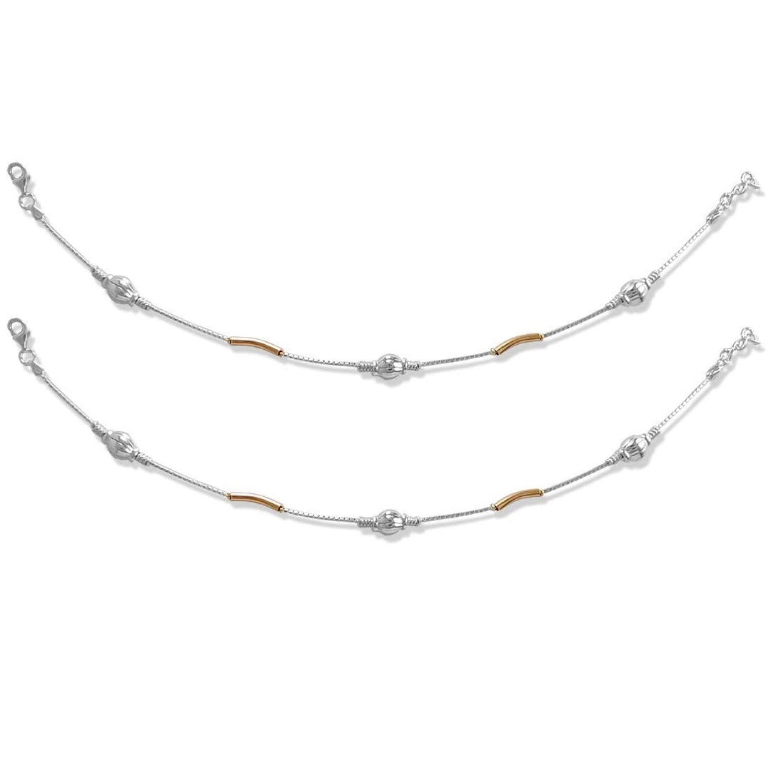 Taraash 925 Silver Round Ball Rose Gold Plated Anklet For Women - Taraash