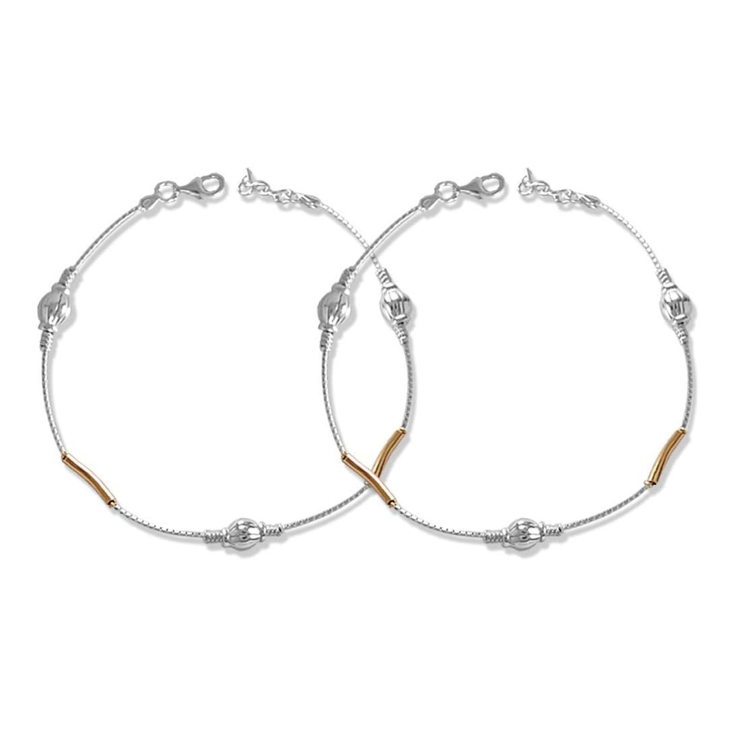 Taraash 925 Silver Round Ball Rose Gold Plated Anklet For Women - Taraash