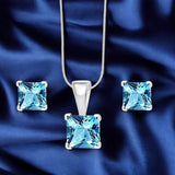 Taraash 925 Silver Square Shape Pendant Set For Women - Taraash