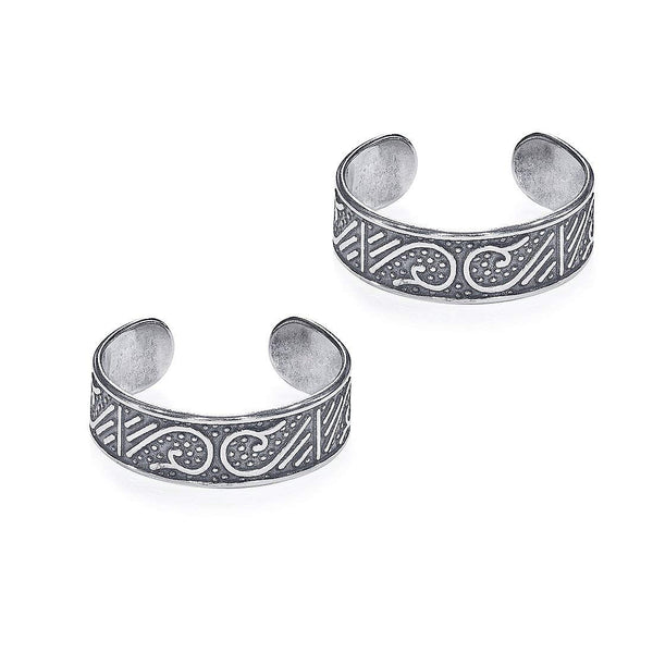 Taraash 925 Sterling Silver Antique Cutwork Design Toe Ring For Women LR1140A - Taraash