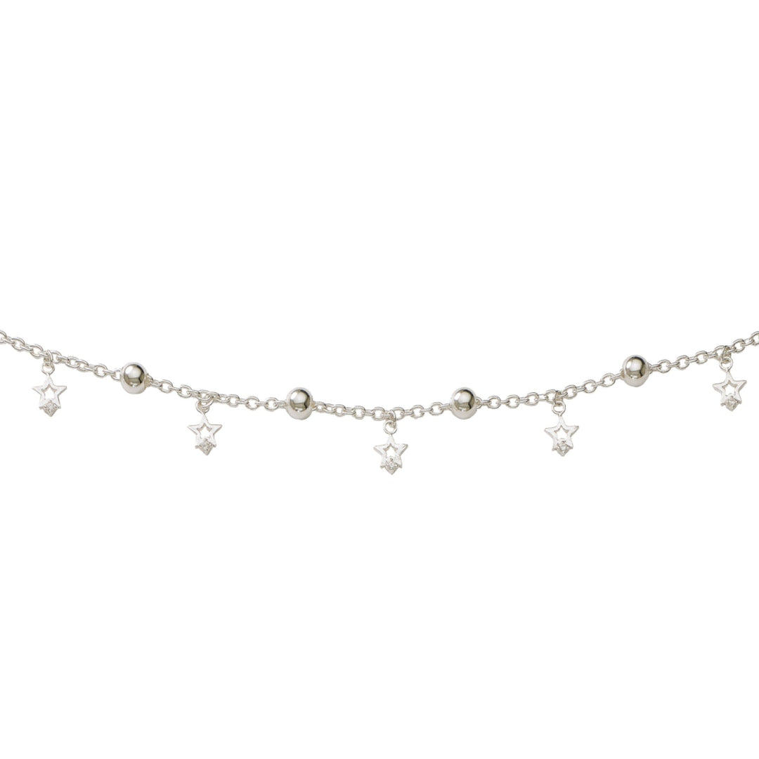 Taraash 925 Sterling Silver Beaded Star Charm Single Anklet for Women - Taraash