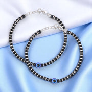 Taraash 925 Sterling Silver Black Beaded Evil Eye Anklet for Women - Taraash