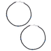 Taraash 925 Sterling Silver Black Beaded Evil Eye Anklet for Women - Taraash