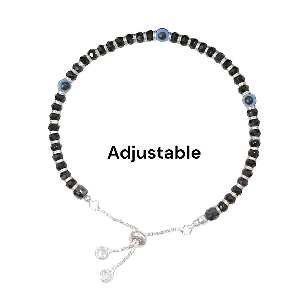 Taraash 925 Sterling Silver Black Beaded Evil Eye Bracelet for Women - Taraash