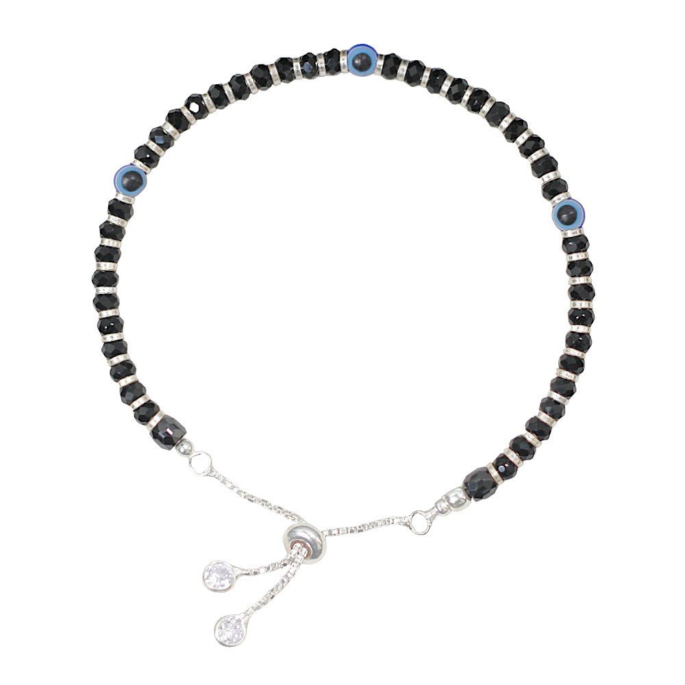 Taraash 925 Sterling Silver Black Beaded Evil Eye Bracelet for Women - Taraash