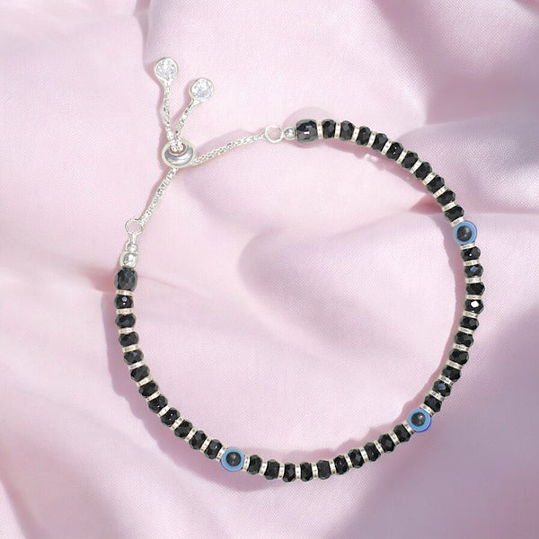Taraash 925 Sterling Silver Black Beaded Evil Eye Bracelet for Women - Taraash