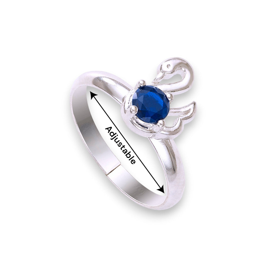 Taraash 925 Sterling Silver Blue Cz Peacock Toe Ring For Women - Taraash