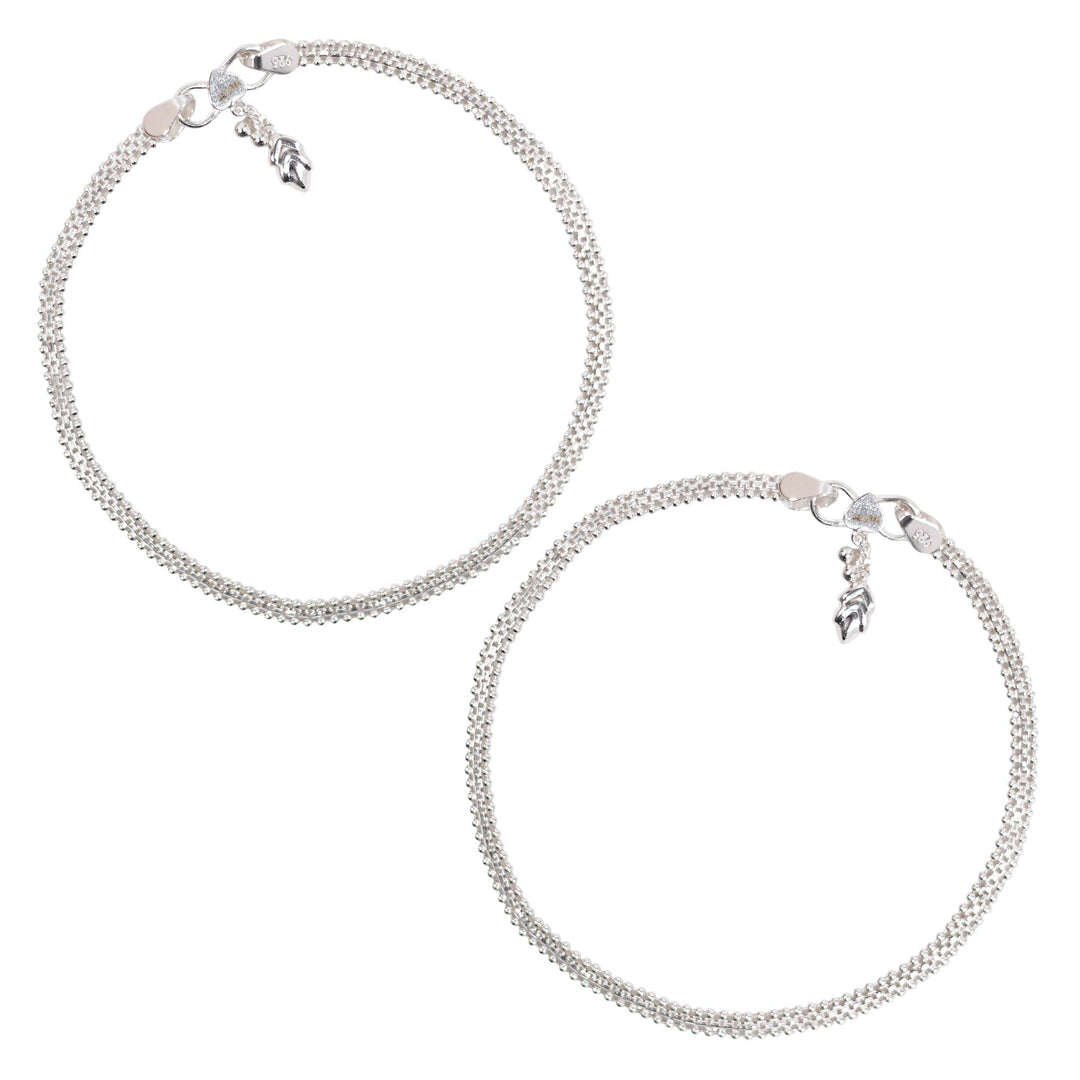 Taraash 925 Sterling Silver Box Chain Traditional Anklets for Women - Taraash