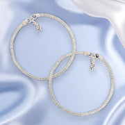 Taraash 925 Sterling Silver Box Chain Traditional Anklets for Women - Taraash