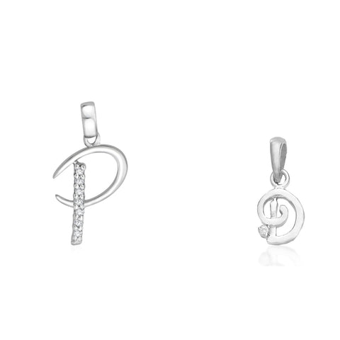 Taraash 925 Sterling Silver Couple Alphabet Pendants "P" and "D" Initial Letter Pendants - Taraash