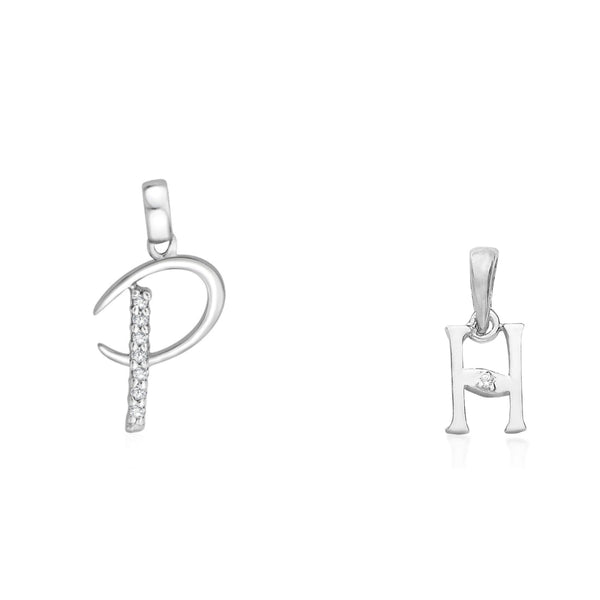 Taraash 925 Sterling Silver Couple Alphabet Pendants "P" and "H" Initial Letter Pendants - Taraash