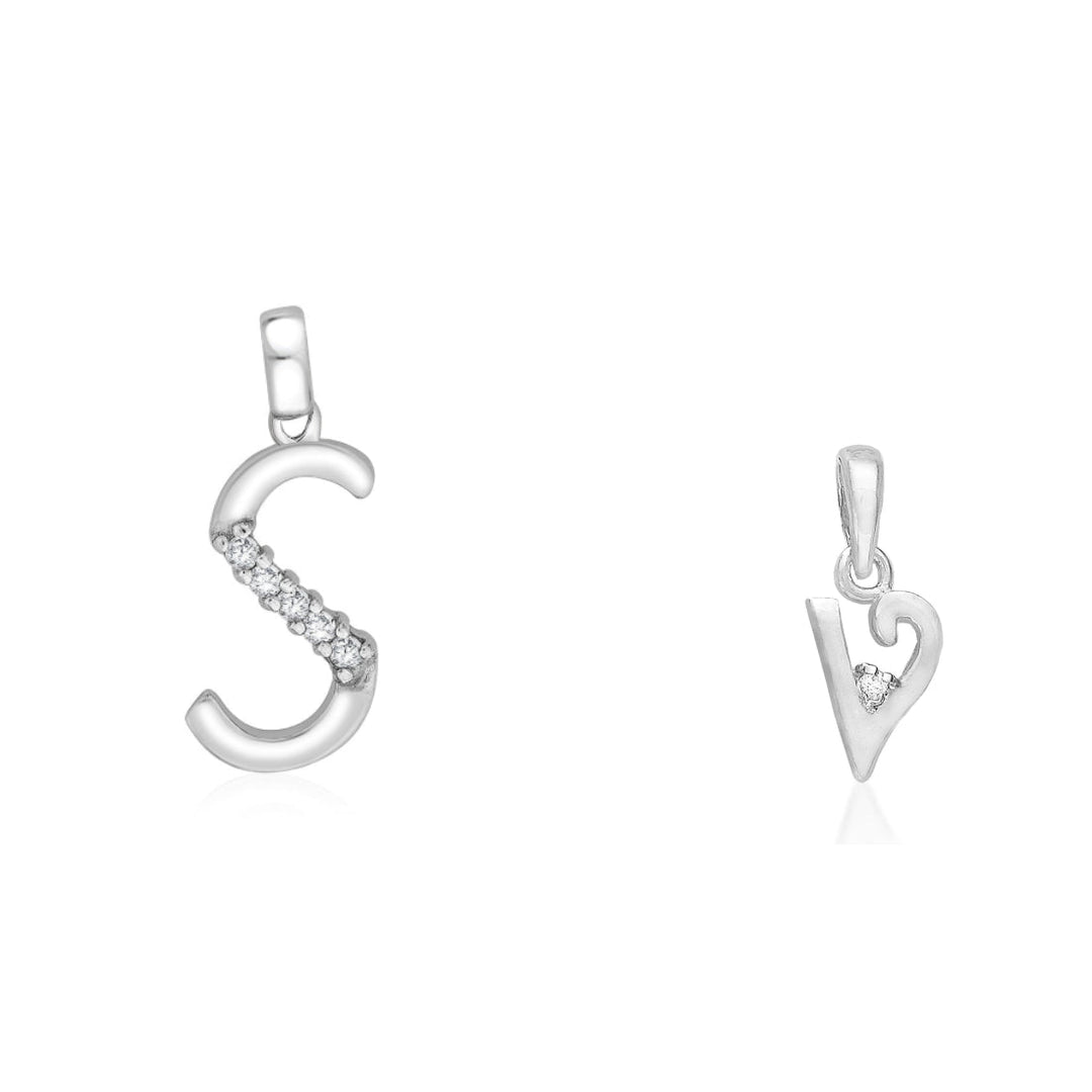 Taraash 925 Sterling Silver Couple Alphabet Pendants "S" and "V" Initial Letter Pendants - Taraash