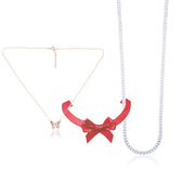 Taraash 925 Sterling Silver Couple Combo Of Figaro Chain And Butterfly CZ Shape Necklace - Taraash