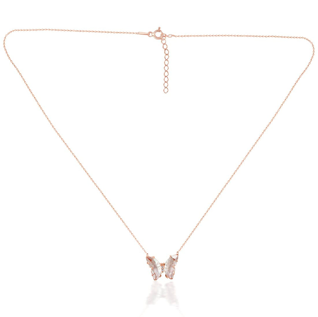 Taraash 925 Sterling Silver Couple Combo Of Figaro Chain And Butterfly CZ Shape Necklace - Taraash