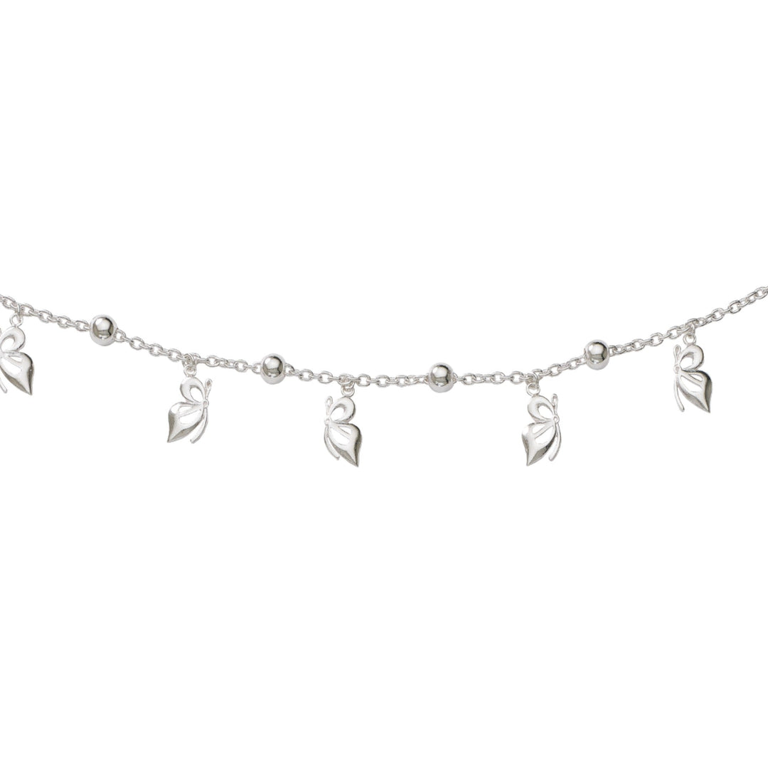 Taraash 925 Sterling Silver CZ Butterfly Beaded Single Anklet for Women - Taraash