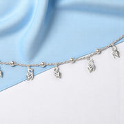 Taraash 925 Sterling Silver CZ Butterfly Beaded Single Anklet for Women - Taraash