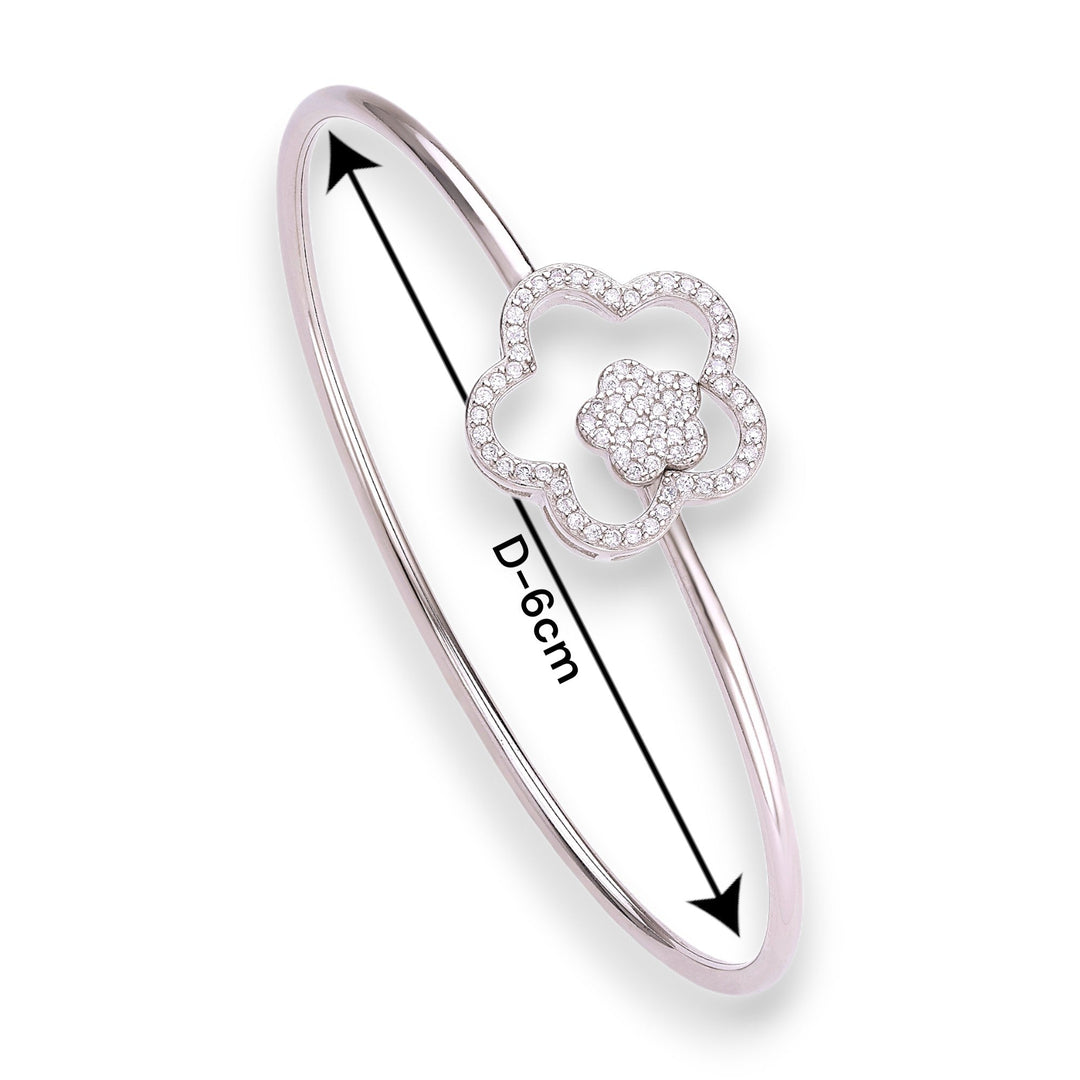 Taraash 925 Sterling Silver Cz Floral Bangle For Women - Taraash
