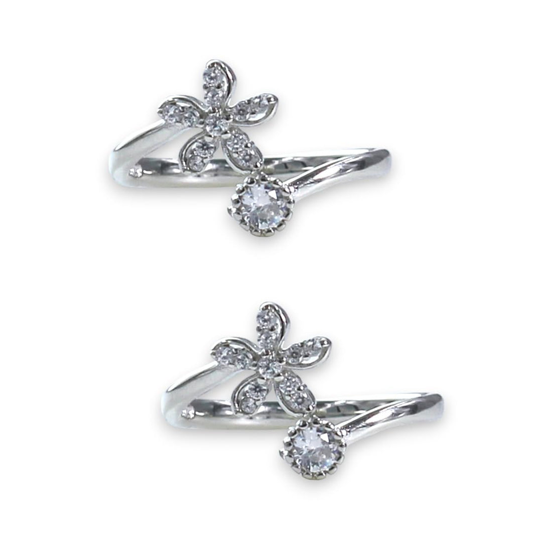 Taraash 925 Sterling Silver CZ Floral Toe Ring For Women - Taraash