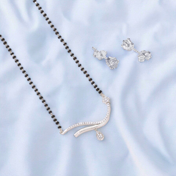 Taraash 925 Sterling Silver CZ Mangalsutra Set For Women. - Taraash