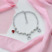 Taraash 925 Sterling Silver CZ Pearl Charm Bracelet For Women - Taraash