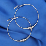 Taraash 925 Sterling Silver Elegant Beaded Cz Chain Anklet For Women - Taraash