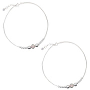 Taraash 925 Sterling Silver Elegant Beaded Cz Chain Anklet For Women - Taraash