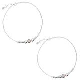 Taraash 925 Sterling Silver Elegant Beaded Cz Chain Anklet For Women - Taraash
