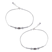 Taraash 925 Sterling Silver Elegant Beaded Cz Chain Anklet For Women - Taraash