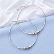 Taraash 925 Sterling Silver Elegant Beaded Cz Chain Anklet For Women - Taraash