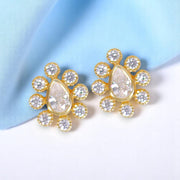 Taraash 925 Sterling Silver Elegant Gold Cz Tear Drop Shape Stud Earrings for Women - Perfect Valentine?ÇÖs Day Gift - Taraash