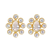 Taraash 925 Sterling Silver Elegant Gold Cz Tear Drop Shape Stud Earrings for Women - Perfect Valentine?ÇÖs Day Gift - Taraash