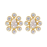 Taraash 925 Sterling Silver Elegant Gold Cz Tear Drop Shape Stud Earrings for Women - Perfect Valentine’s Day Gift - Taraash