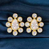 Taraash 925 Sterling Silver Elegant Gold Cz Tear Drop Shape Stud Earrings for Women - Perfect Valentine’s Day Gift - Taraash