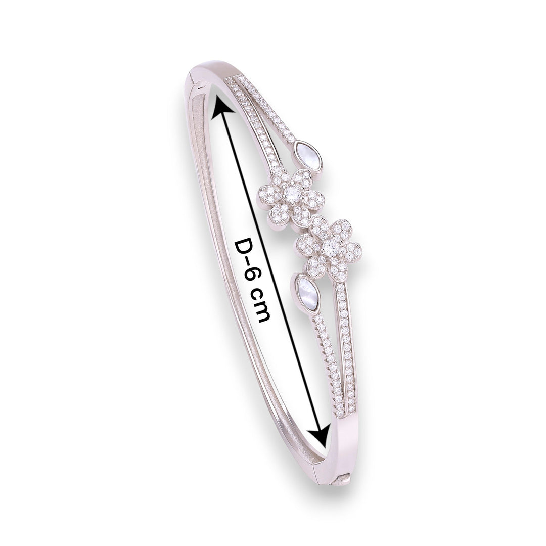 Taraash 925 Sterling Silver Floral Bangle For Women - Taraash