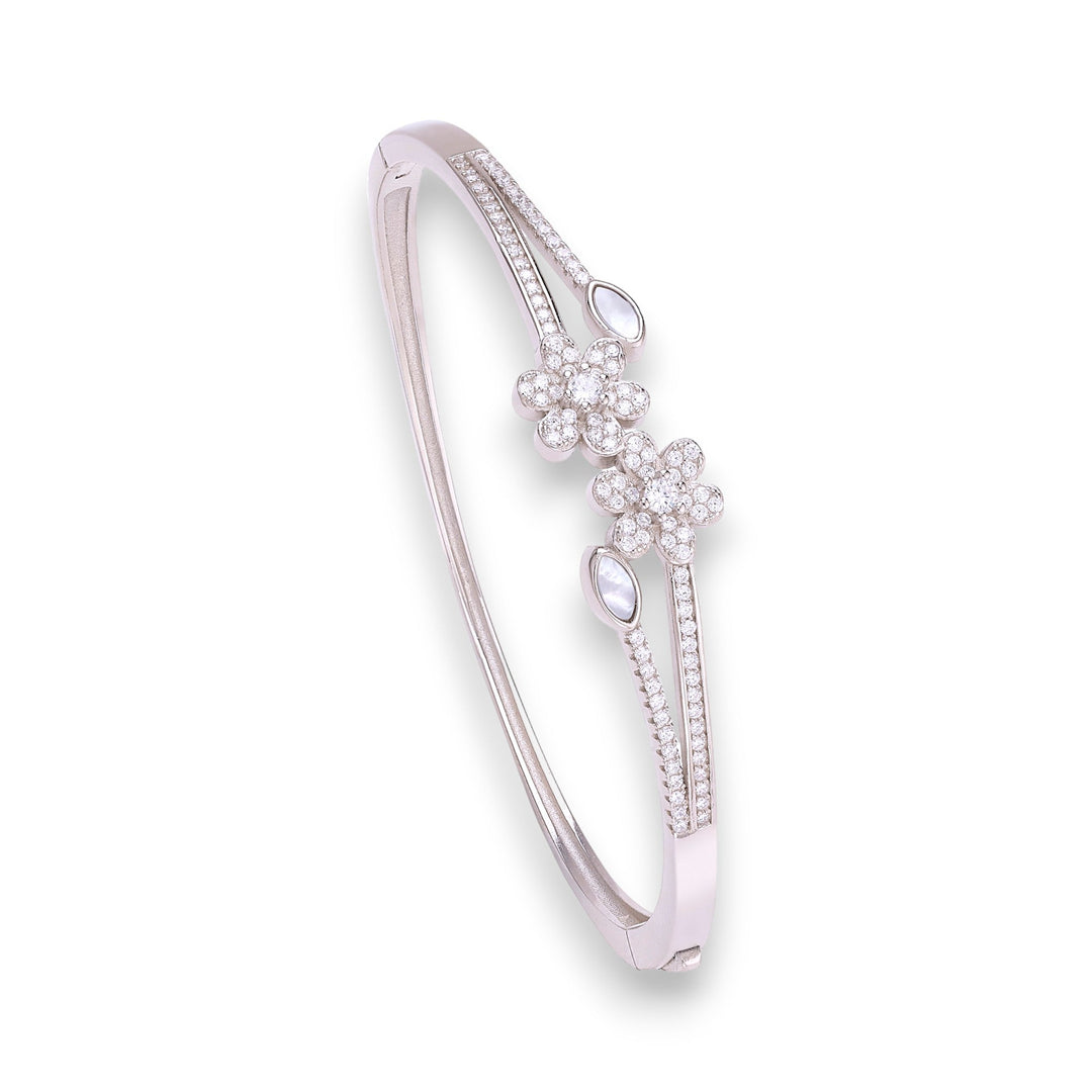 Taraash 925 Sterling Silver Floral Bangle For Women - Taraash