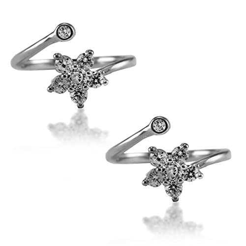 Taraash 925 Sterling Silver Floral CZ Toe Ring For Women - Taraash
