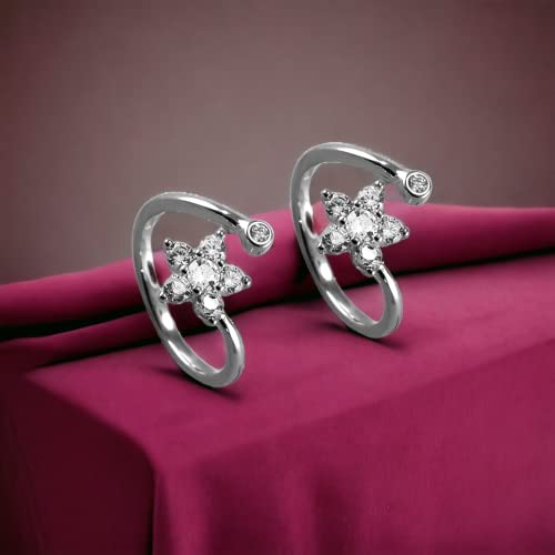 Taraash 925 Sterling Silver Floral CZ Toe Ring For Women - Taraash
