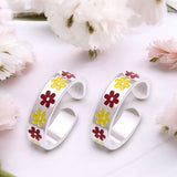Taraash 925 Sterling Silver Floral Enamel Toe Ring For Women - Taraash
