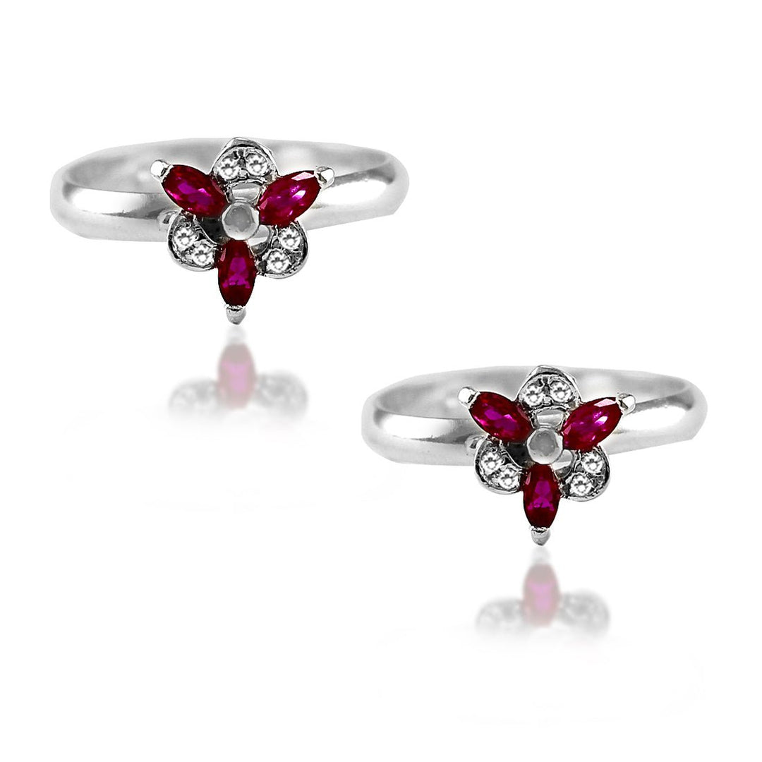 Taraash 925 Sterling Silver Floral Toe Ring For Women | CZ Bichiya - Taraash
