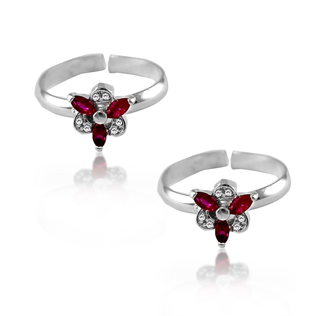 Taraash 925 Sterling Silver Floral Toe Ring For Women | CZ Bichiya - Taraash