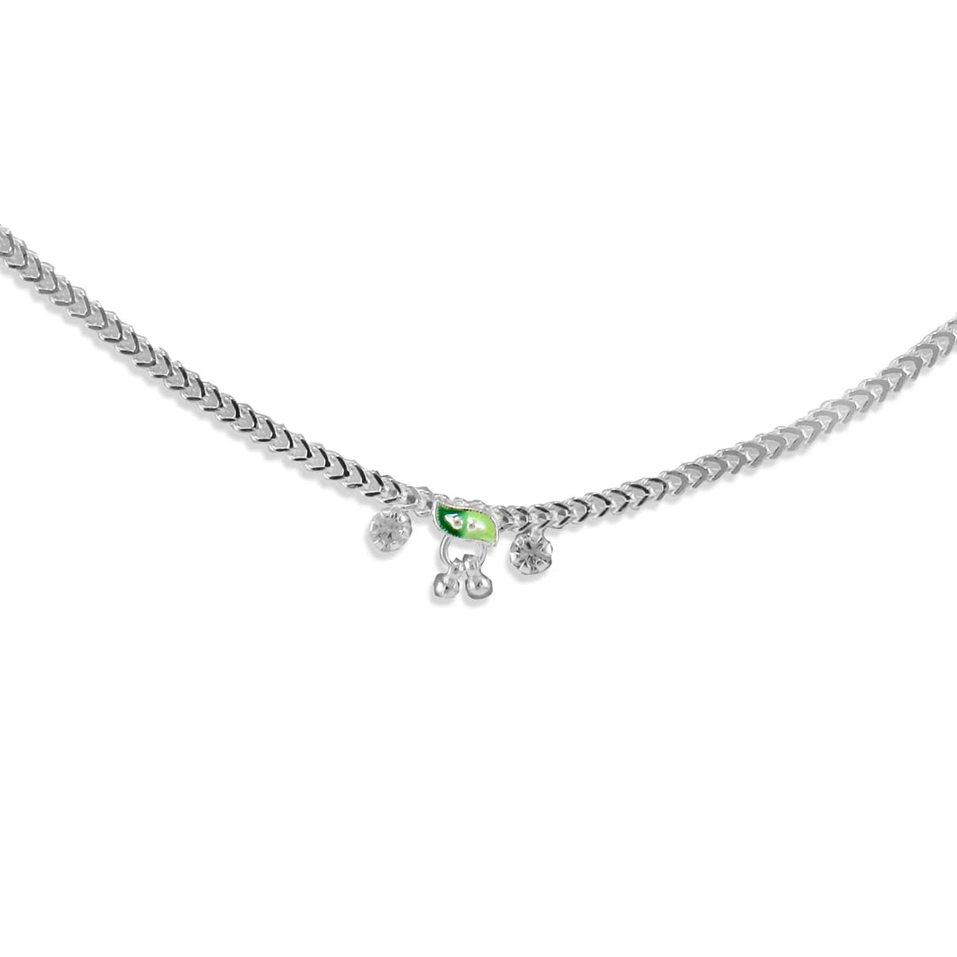 Taraash 925 Sterling Silver Leaf CZ Anklets For Women - Taraash