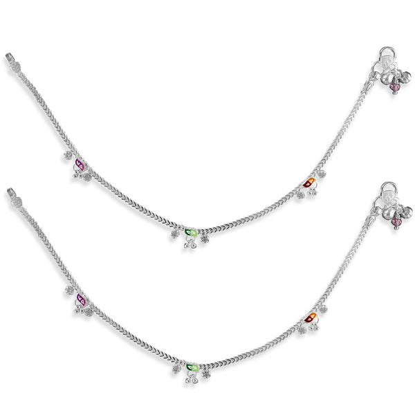 Taraash 925 Sterling Silver Leaf CZ Anklets For Women - Taraash