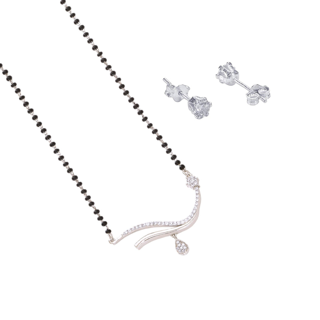 Taraash 925 Sterling Silver Mangalsutra with Earring for Women - Taraash