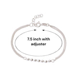 Taraash 925 Sterling Silver Multi Chain Beaded 7.5 Inch Bracelet for Women/Girls - Taraash