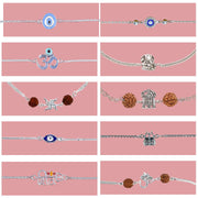 Taraash 925 Sterling Silver Multidesign Rakhis COMBO BRR 03 (Set of 10) - Taraash