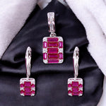 Load image into Gallery viewer, Taraash 925 Sterling Silver Pink Baguette Stone &amp; CZ Dangle Jewelry Set for Women - Taraash

