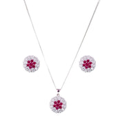Taraash 925 Sterling Silver Pink Baguette Stone with CZ Jewelry Set for Women - Taraash