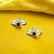 Taraash 925 Sterling Silver Red Cz Peacock Toe Ring For Women - Taraash